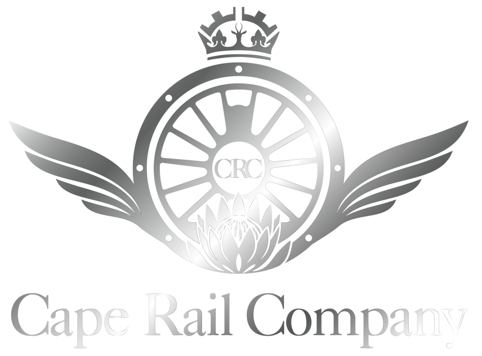 Cape Rail Company logo with a wheel, wings, and a crown.