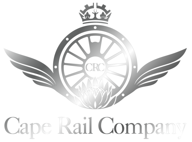 Cape Rail Company logo with a wheel, wings, and a crown.